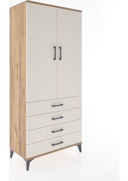 Hyperion Dolap 4 Raflı 4 Çekmeceli 2 Kapaklı 88X44X195 Çam-Aytaşı fiyatları