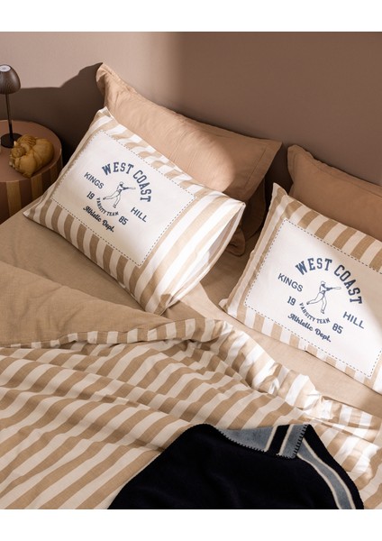 Olivier Çift Kişilik %100 Pamuk Ranforce Baskılı Nevresim Takımı - Bej modelleri