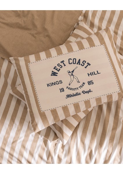 Olivier Çift Kişilik %100 Pamuk Ranforce Baskılı Nevresim Takımı - Bej indirimleri