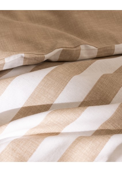 Olivier Çift Kişilik %100 Pamuk Ranforce Baskılı Nevresim Takımı - Bej