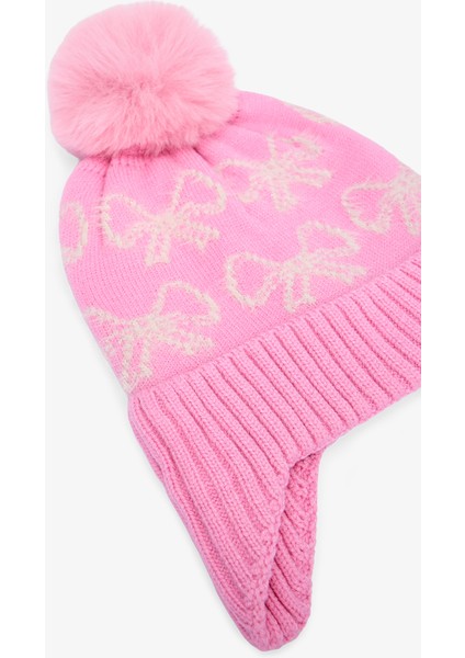 Pembe Kız Çocuk Çizgili Fiyonklu Bere fiyatları