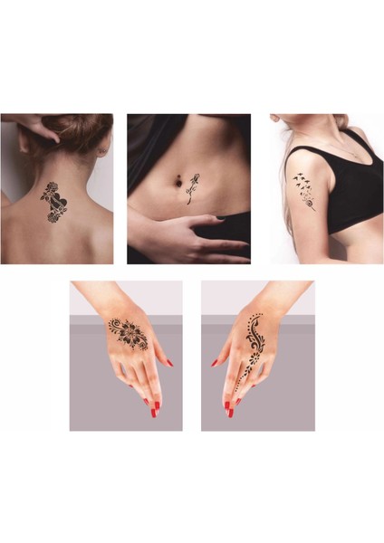 Tüy ve Çiçek Desenleri Hint Kınası ile Geçici Dövme Yapma Seti fiyatları