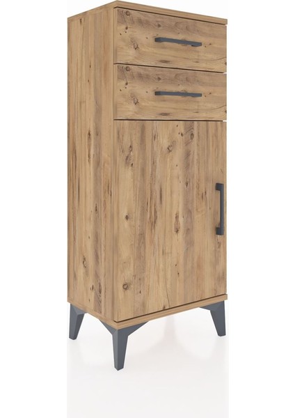 Arges Komodin Tek Raflı 2 Çekmeceli Tek Kapaklı 44X30X106 Çam-Çam fiyatları