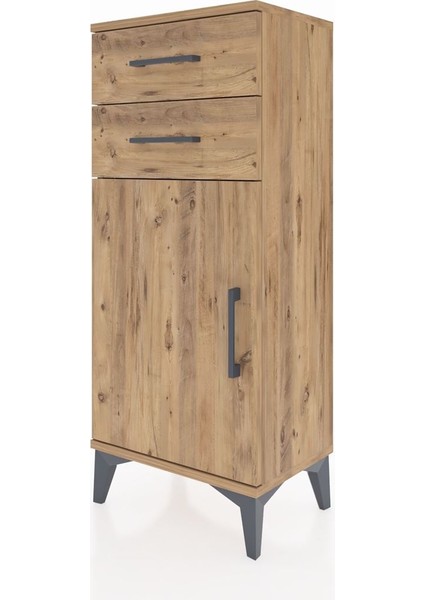 Arges Komodin Tek Raflı 2 Çekmeceli Tek Kapaklı 44X30X106 Çam-Çam modelleri