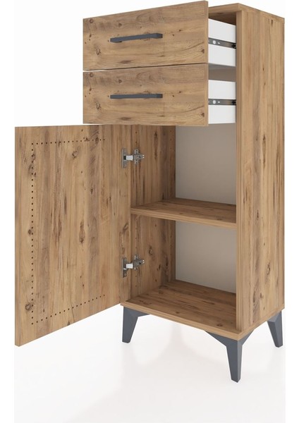 Arges Komodin Tek Raflı 2 Çekmeceli Tek Kapaklı 44X30X106 Çam-Çam fırsatları