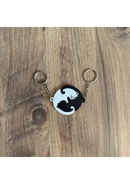 Çift Anahtarlık - 2li Kedi Anahtarlık - Kedi Anahtarlık (Siyah Beyaz) modelleri