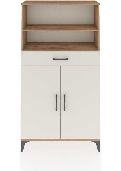 Arges Dolap 3 Raflı Tek Çekmeceli 2 Kapaklı 88X30X163 Çam-Aytaşı