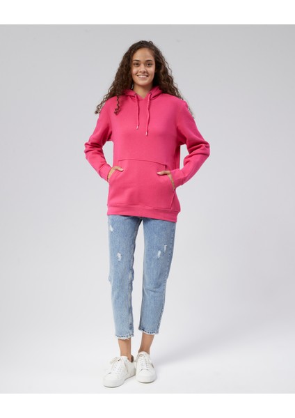 Mooncover Kadın Kapşonlu Kanguru Cepli Sweatshirt – Bordo fiyatları