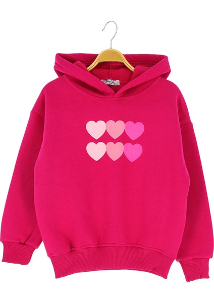 Kız Çocuk Sweat Kalp Baskılı Şardonlu Kışlık fiyatları