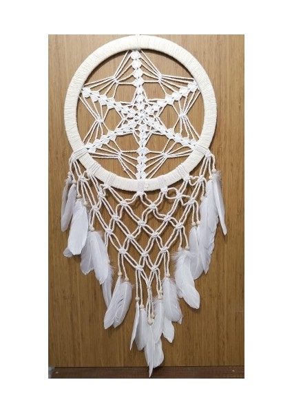 Yıldız Motifli Ekru Renk Büyük Boy Düş Kapanı Duvar Dekoru