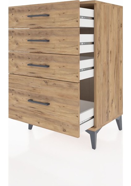 Hyperion Komodin 4 Çekmeceli 60X44X96 Çam-Çam fırsatları