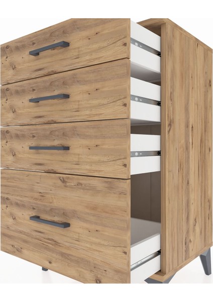 Hyperion Komodin 4 Çekmeceli 60X44X96 Çam-Çam indirimleri