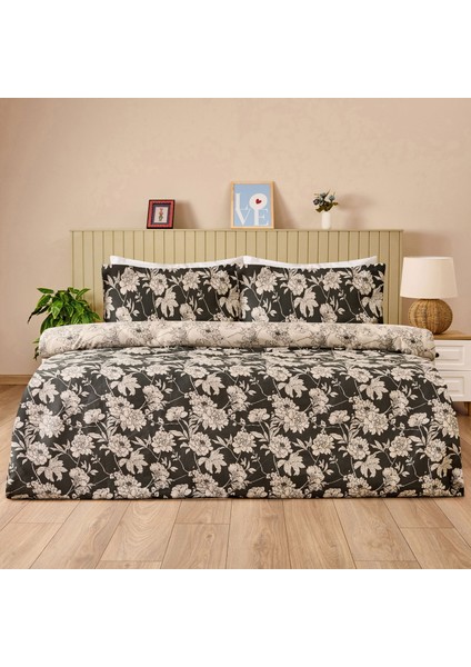 Soft Blanora Pamuk Saten Çift Kişilik Nevresim Takımı - Antrasit