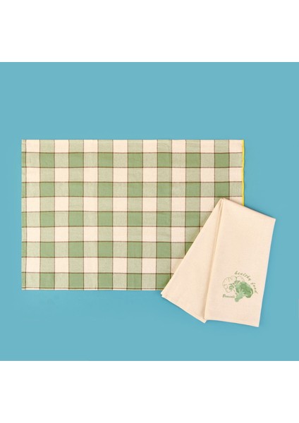 Toscana 2'li Kurulama Bezi - Ekru / Yeşil - 50X70 cm