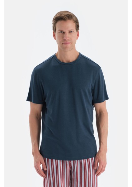 Indigo Kısa Kollu Bisiklet Yaka Tişört