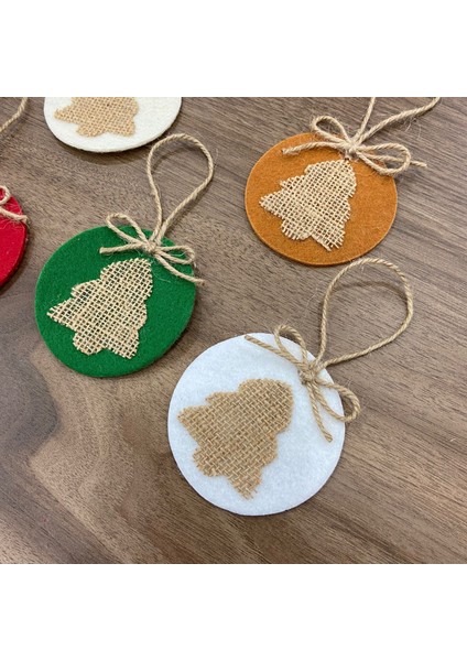El Yapımı Yılbaşı Ağacı Süsü, Çam Ağacı Süsü, Noel Ağacı Süsü, 5'li Keçe Jüt Çam modelleri