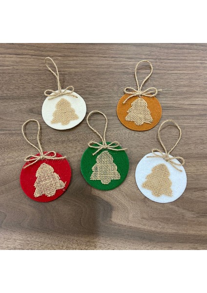 El Yapımı Yılbaşı Ağacı Süsü, Çam Ağacı Süsü, Noel Ağacı Süsü, 5'li Keçe Jüt Çam fırsatları