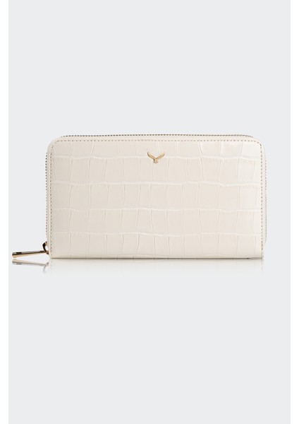 Hakiki Deri, El Yapımı, Kadın Cüzdan, Fermuarlı, 12 Kart Yuvası, 5110 Bej