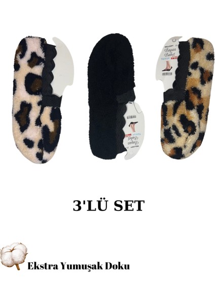 Peluş Ekstra Yumuşak 3'lü Kadın Ev Patiği Seti modelleri