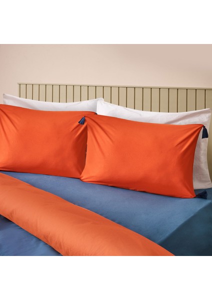 Soft Colorful Çift Kişilik Nevresim Takımı - Kiremit / Lacivert fiyatları