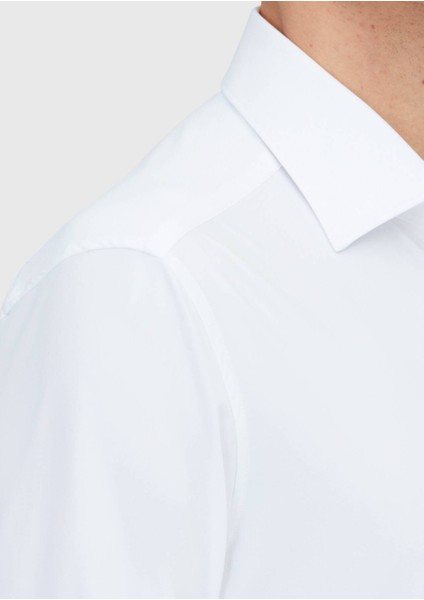 Beyaz Düz Regular Fit Dokuma Klasik Gömlek fırsatları