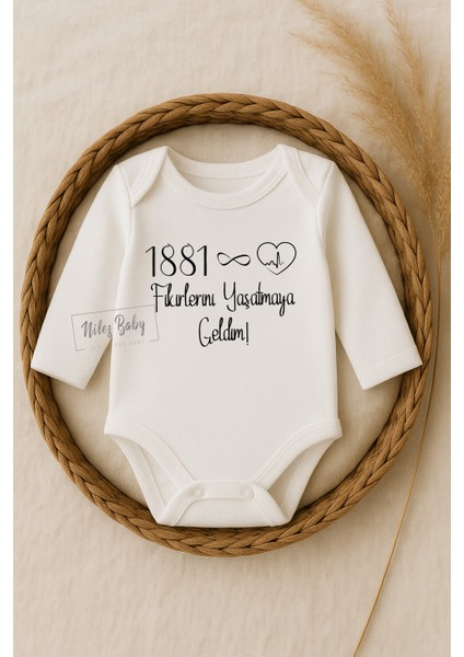 Atatürk Temalı 10 Kasım Fikirleri Yaşatmaya Geldim Yazılı Uzun Kol Zıbın