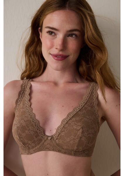 Açık Kahverengi Donna Dantelli Balenli Dolgusuz Toparlayıcı Sütyen fiyatları