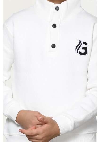 Üç Iplik Erkek Çocuk Sweatshirt-Düğmeli Yaka Detaylı fiyatları