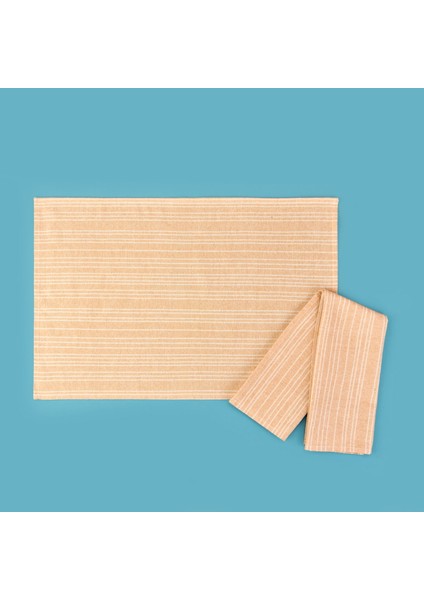 Kemi 2'li Kurulama Bezi - Ekru / Turuncu - 40X60 cm