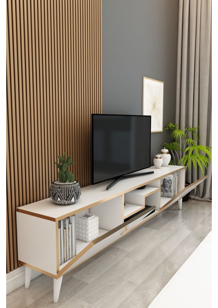Model Z 150 cm Tv Ünitesi – Dekoratif Raflı Televizyon Ünitesi Iki Kapaklı Modern Tv Sehpası | Televizyon Konsolu fiyatları