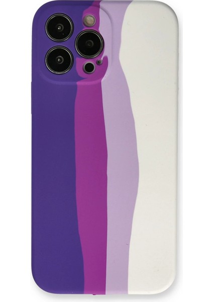 Bfs iPhone 13 Pro Kılıf Ebruli Lansman Silikon - Mor-Beyaz