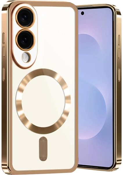 Samsung Galaxy S25 Edge Için Magsafe ile Uyumlu Kılıf Kamera Lensli Korumalı Şeffaf Silikon Kapak