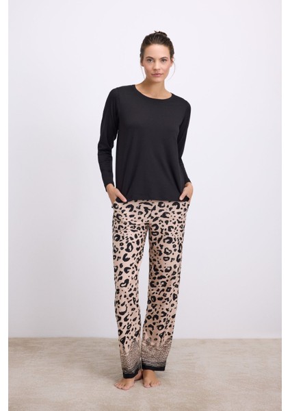 11538 Bayan Pijama Takım -Siyah - - Xl