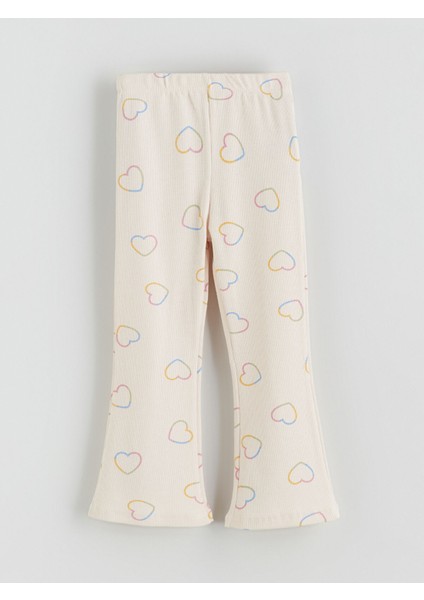 Yeni Sezon Beli Lastikli Kalp Baskılı Kız Çocuk Tayt