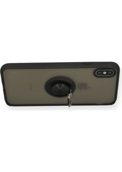 Bfs iPhone Xs Max Kılıf Montreal Yüzüklü Silikon Kapak - Siyah modelleri