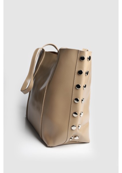 Lagraccio Paris Kadın Geme Zımba Detaylı Büyük Boy Omuz Çantası Kırışık Vizon fiyatları