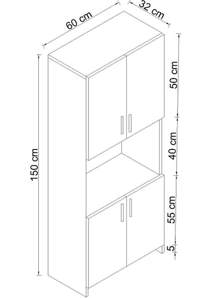 150 cm Mikrodalga – Fırın Dolabı | Çok Amaçlı Mutfak Dolabı | Fonksiyonel Saklama Dolabı fırsatları