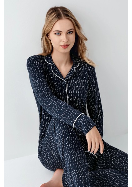 Arnetta 3430-S Kadın Gömlek Yaka Pijama Takımı