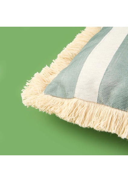 Soft Line Saçaklı Kırlent - Yeşil / Ekru - 35X55 cm modelleri