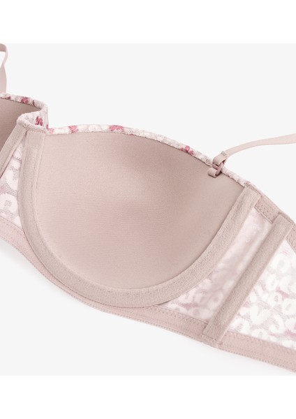 Bej Bloom Çiçek Desenli Dantelli Balenli Push Up Sütyen fiyatları