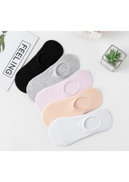 5' Çift Kadın Soft Renkli Görünmez Likralı ve Pamuklu Patik,babet Çorap