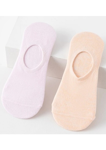 5' Çift Kadın Soft Renkli Görünmez Likralı ve Pamuklu Patik,babet Çorap