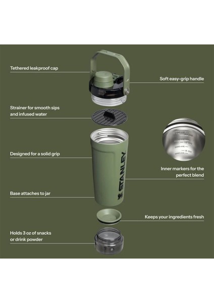 The Activate Shaker Bottle 20 Oz | 591 ml Sporcu Shaker Termos - Dried Pine indirimleri