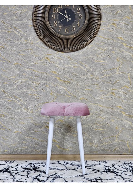 Kare Beyaz Boyalı Konik Ayaklı Tabure - Oturak - Bar Taburesi - Ayaklı Tabure Pembe Renk 33 x 48 Boyut/ebat modelleri