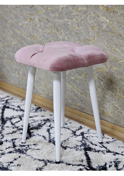 Kare Beyaz Boyalı Konik Ayaklı Tabure - Oturak - Bar Taburesi - Ayaklı Tabure Pembe Renk 33 x 48 Boyut/ebat fırsatları