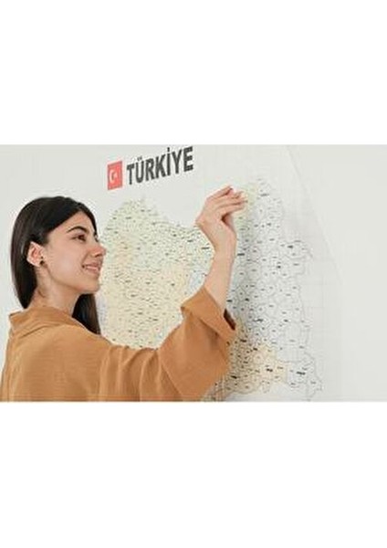 70x150 cm Türkiye Haritası Il-Ilçeler Haritası Detaylı Renkli Tasarım fiyatları