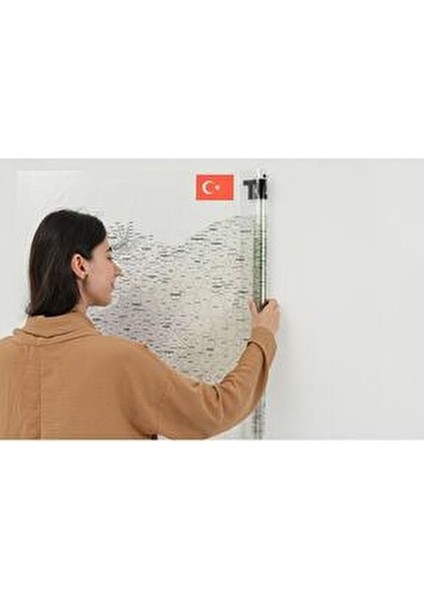 70x150 cm Türkiye Haritası Il-Ilçeler Haritası Detaylı Renkli Tasarım modelleri