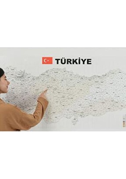 70x150 cm Türkiye Haritası Il-Ilçeler Haritası Detaylı Renkli Tasarım fırsatları