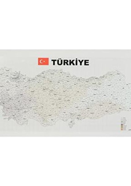 70x150 cm Türkiye Haritası Il-Ilçeler Haritası Detaylı Renkli Tasarım indirimleri