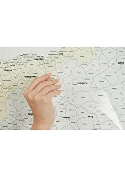 70x150 cm Türkiye Haritası Il-Ilçeler Haritası Detaylı Renkli Tasarım